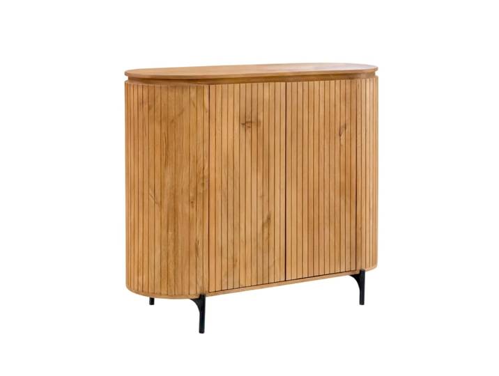 Petit buffet en bois naturel rainuré 2 portes