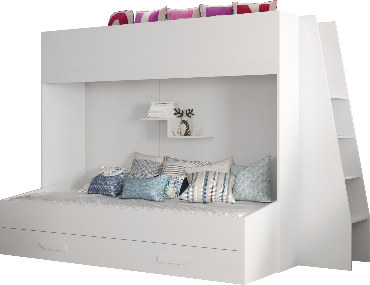 MINIO go for it, Etagenbett "PARTY 17", Kinderbett, Griffe aus MDF, Weiße Farbe
