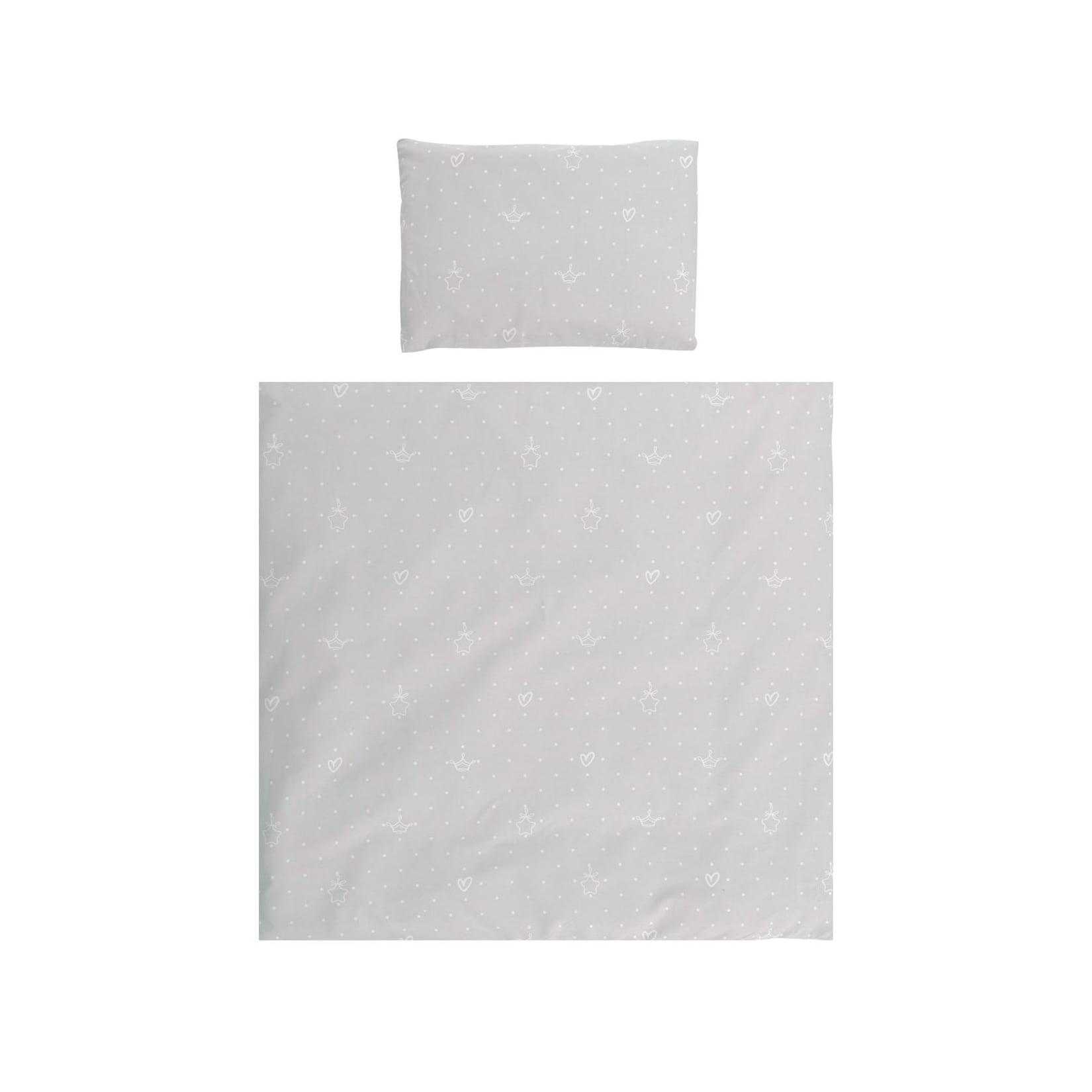Lorelli Babybettwäsche-Set Eva 5-tlg Decke 75 x 75 cm, Kissen 29 x 42 cm, Bezüge hellgrau