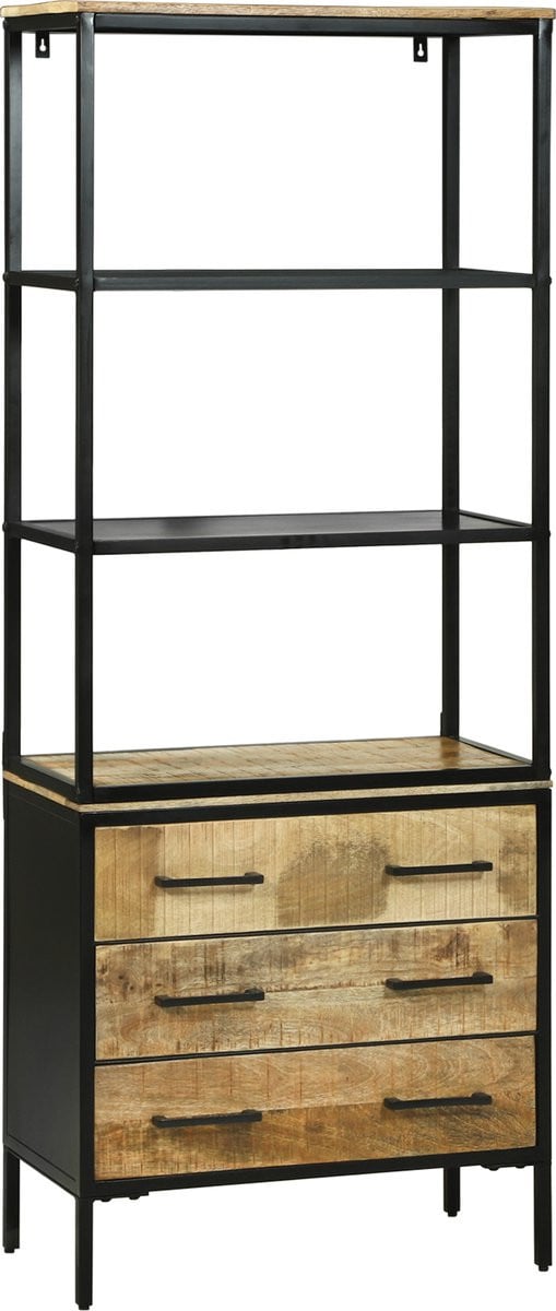 vidaXL Highboard met lade en deuren, Bruin, Massief Mango Hout, B/D/H: 70 x 35 x 180 cm