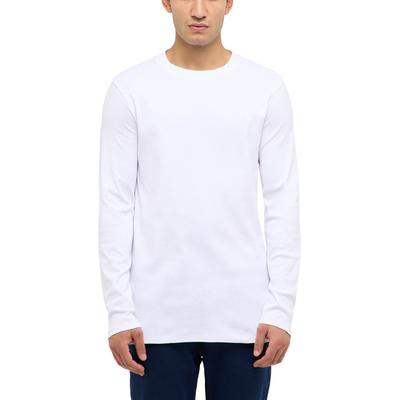 Langarmshirt MUSTANG "Herren Style Arlington", Herren, Gr. L, weiß, Strick, 100% Baumwolle, Rundhals, Shirts Langarmshirt