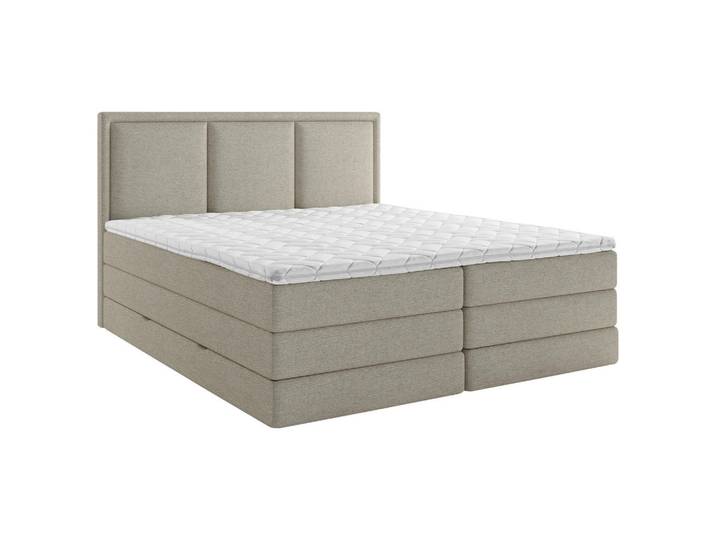 Boxspringbett, Braun, 140x200 cm, Textil, Gepolstertes Kopfteil, Modern, MID.YOU