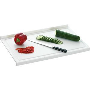 Bartscher Schneidebrett A120588 aus Kunststoff, 58 x 37 x 4 cm, weiß, mit Stopperkante & Saftrille