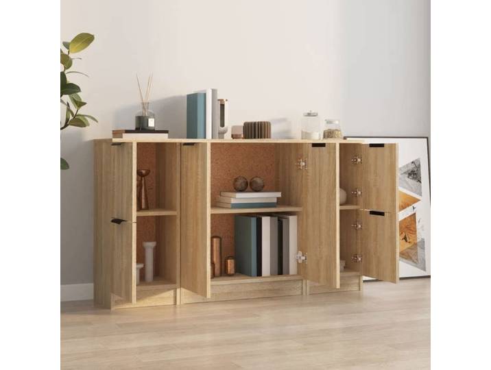 Lot de 3 Buffets bahuts-Armoire d'appoint - grand espace - Chêne sonoma - Bois d'ingénierie(30271) ZLH