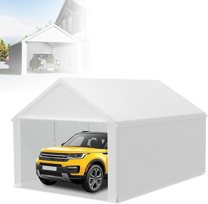 Lagerzelt 3x4 m, Weidezelt Zeltgarage Carport, Autoüberdachung für Außenbereich, als Lagerzelt für Werkzeug, Garten und Fahrzeuge, Weiß