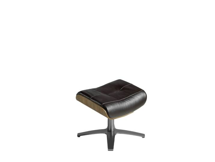 Pouf pivotant rembourré en cuir brun