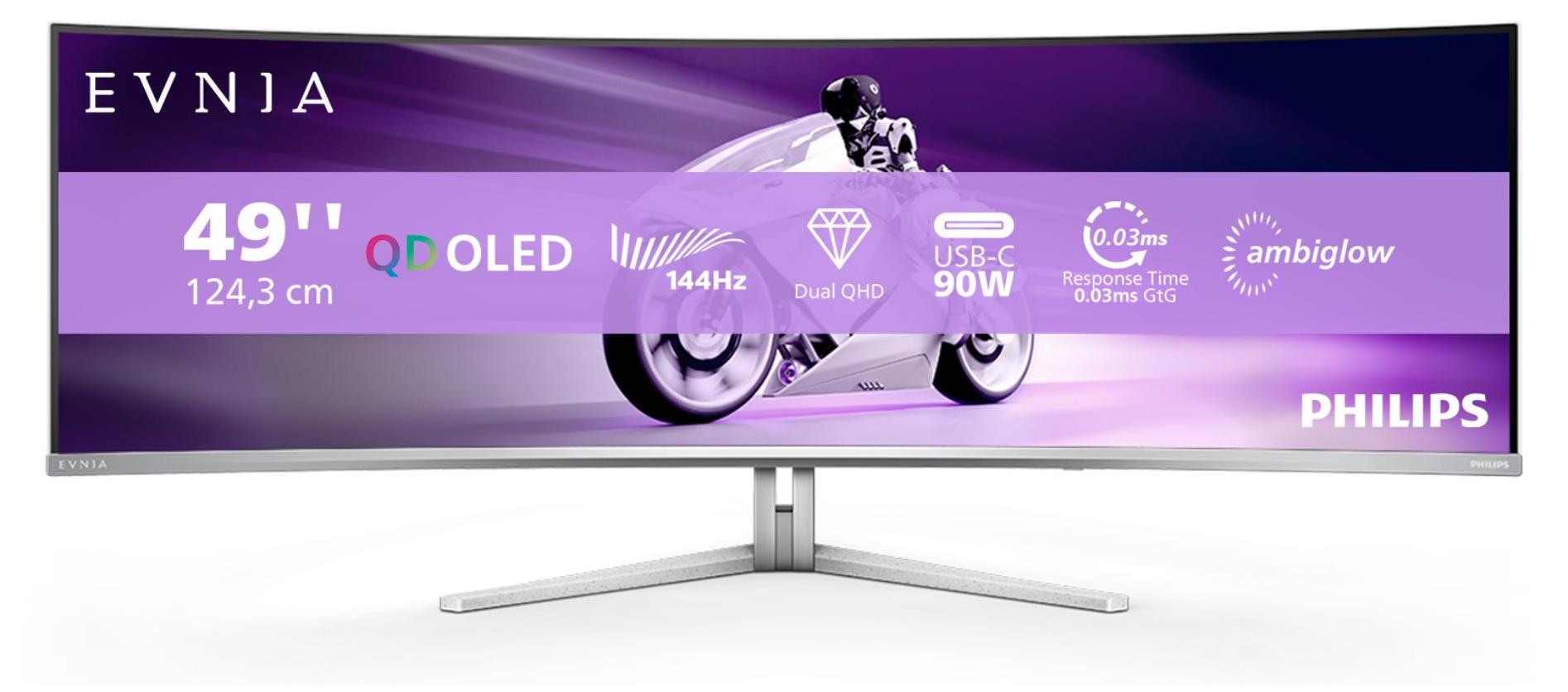 Philips Evnia 8000 49M2C8900L/00, 124,2 cm (48.9"), 5120 x 1440 Pixel, Dual QHD, QD-OLED, 0,03 ms, Weiß