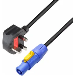 Adam Hall 8101 PCON 0300 GB Netzkabel BS1363 (3 m), Stromkabel, Schwarz