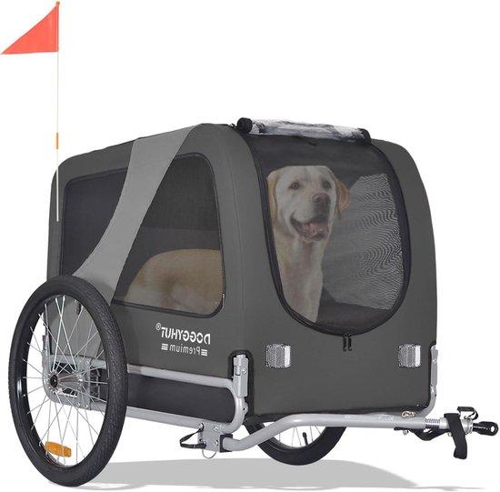 Hundekarren - Anhänger für Hunde - Für einen aktiven Lebensstil - Verstärkter Boden - Bis zu 35 kg - Grau