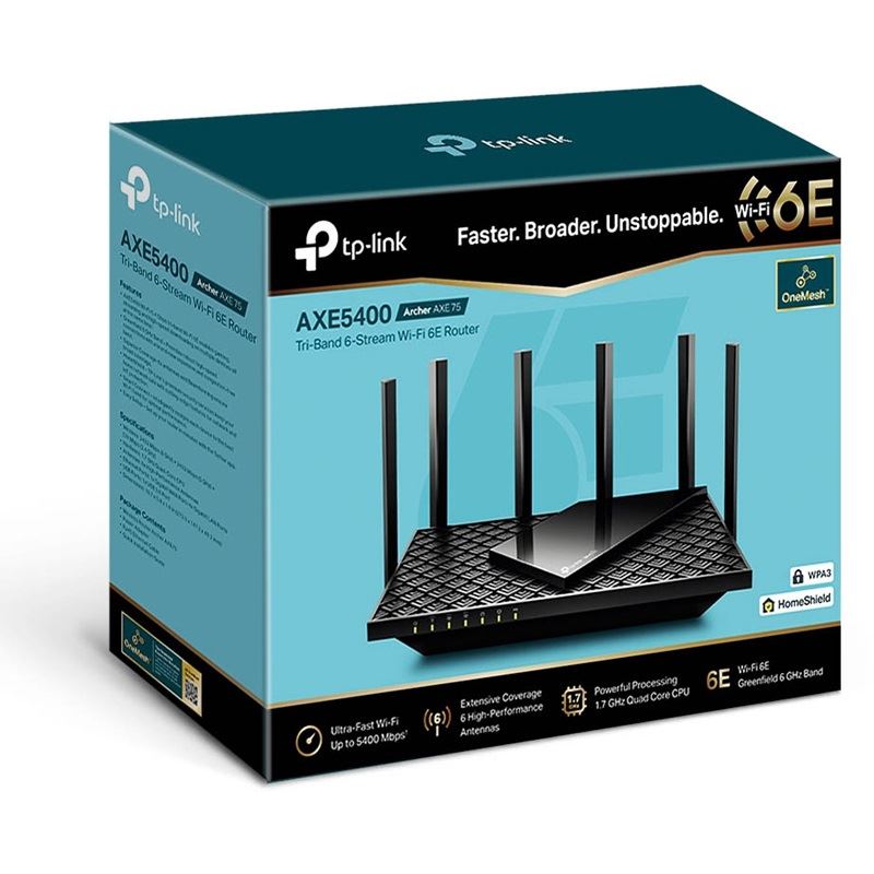 TP-Link Archer AXE75 V1 Wireless Router 4-Port Switch Multi-Band