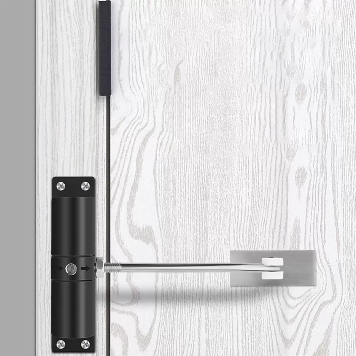 INF Runder Türschließer – Automatischer, verstellbarer, geräuschloser Aluminium-Rollenschließer für Innentüren aus Holz Schwarz