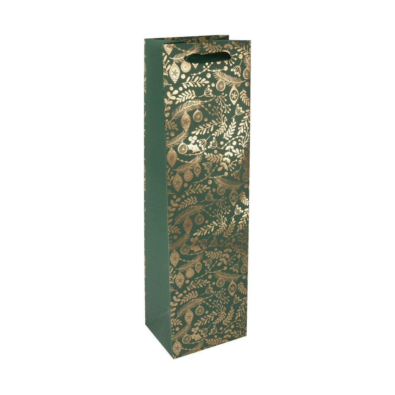 SIGEL Geschenktüten für Flaschen Golden ornaments on green Motiv 10,0 x 35,0 cm, 5 St.