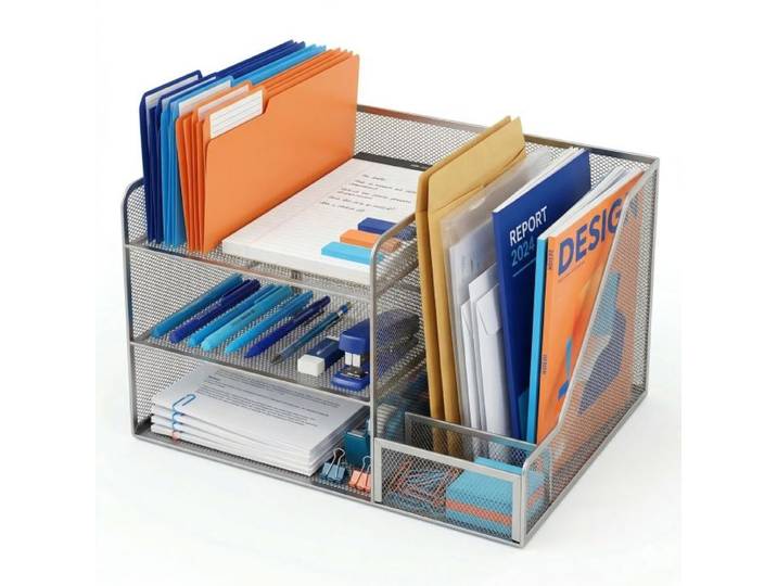 Relaxdays Schreibtisch Organizer Metall 5 Ablagen