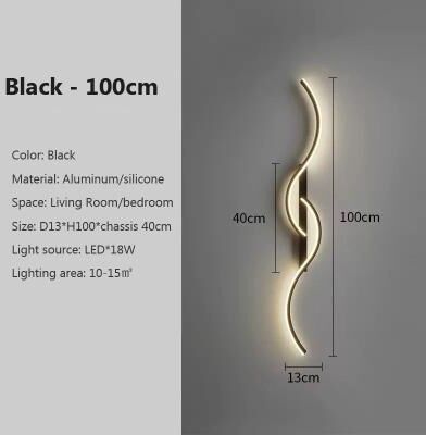 Uplift Picks Modern Linear LED Wall Light Minimalist Wall Sconce black (100 Cm) stepless Dimming