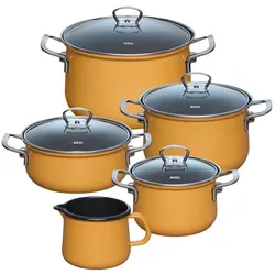 Riess Kochgeschirr Set 5-tlg. Design NOUVELLE Orange, Pfannenset + Topfset, Orange