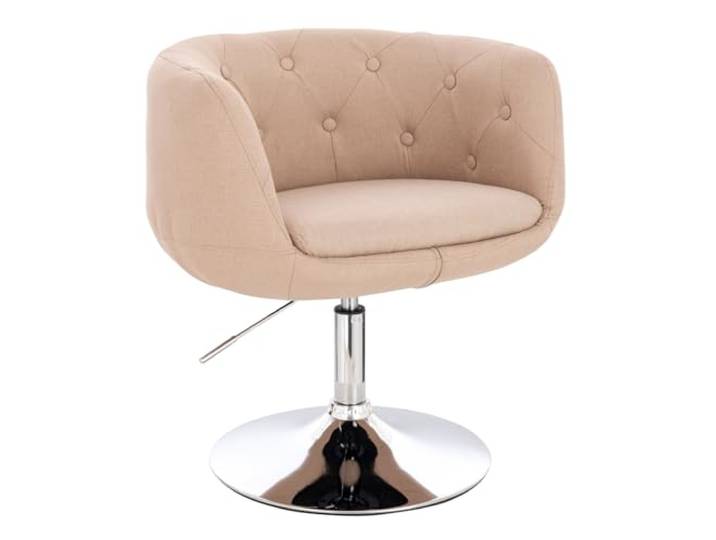 SVITA Panama Retro Loungestuhl Polsterstuhl Cocktailsessel Tellerfuß Metall Stoffbezug Beige