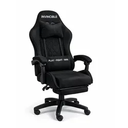 Gamingstuhl Schwarz Drehbar Bürostuhl für den Schreibtisch mit Fußstütze