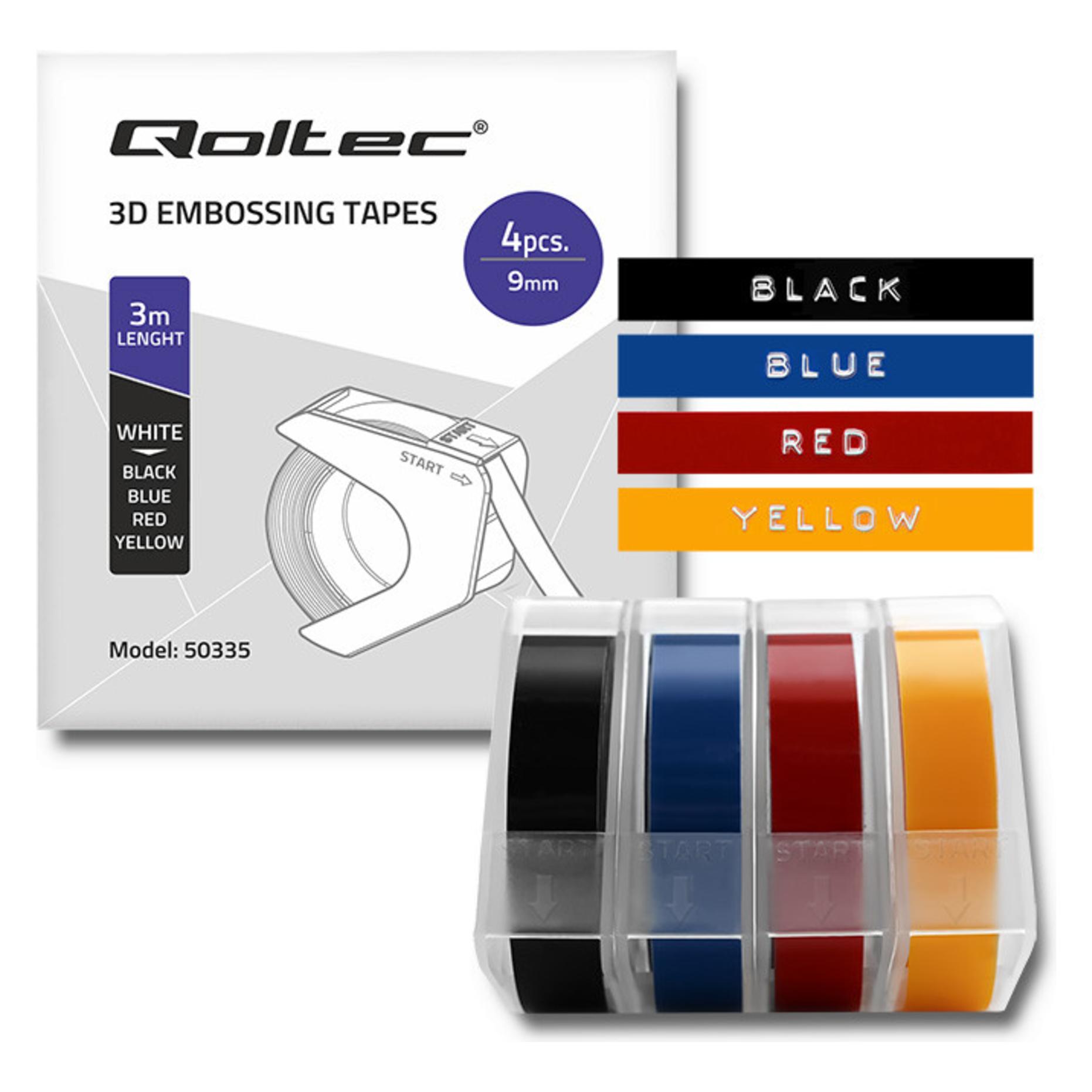 Qoltec Set of 4 3D Tapes for DYMO Omega Extruder 9mmx3m 4 Colors Self-Adhesive (Ersatzteile) (50335)