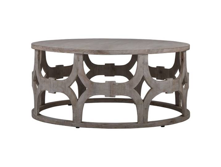COUCHTISCH Ø100x45 cm rund Natur handgefertigt aus Mangoholz