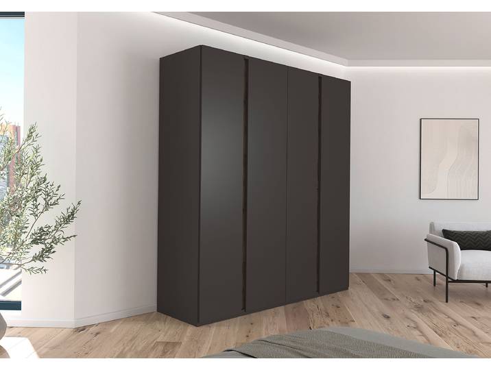Drehtürenschrank Luana 201cm ohne Beleuchtung Grau/Graphit/Eiche Havanna Dekor Classic