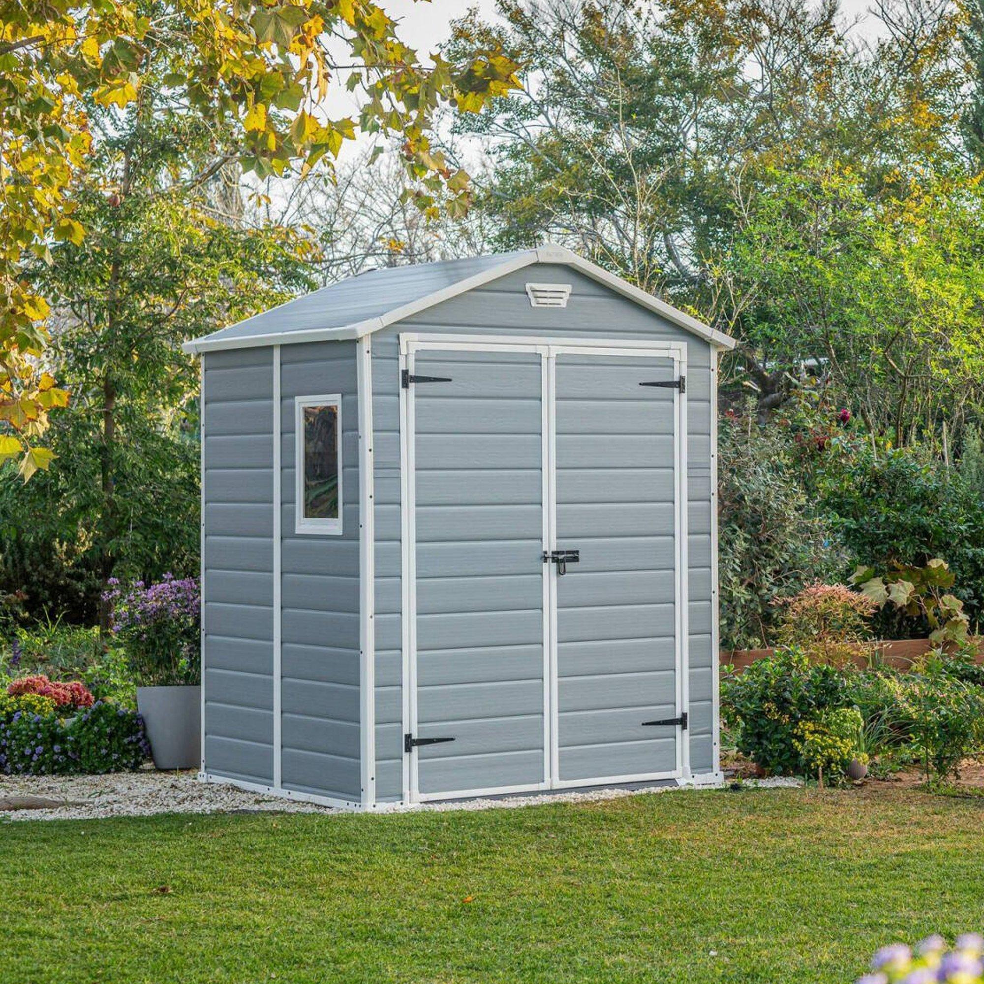 Gartenhaus Cranbrook 185x152x226 cm, Grau, Wetterfest, Mit Fenstern