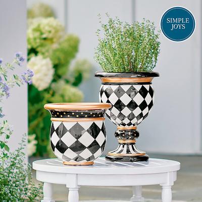 Zara Painted Mini Planters - Black & White, Large/Black & White - Grandin Road