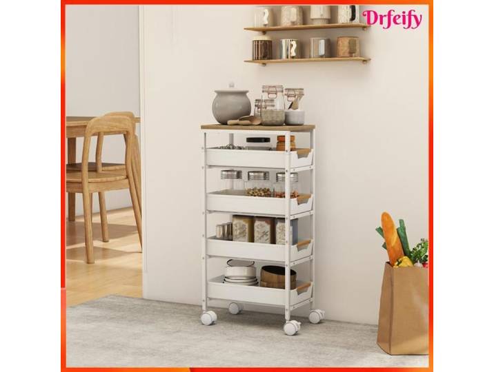 Desserte cuisine - AKOZON - 11899 - 5 niveaux - 4 tiroirs ventilés - 4 roulettes (2 freins)