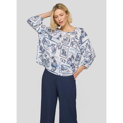 Klassische Bluse RABE "Bluse", Damen, Gr. 44, dunkelblau, 100%Viskose, geblümt, Blusen Bluse