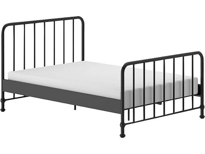 Metallbett VIPACK Bronxx, standfest gebaut, gradlinige Optik in zeitlosem Design , schwarz (schwarz matt, schwarz matt, schwarz matt), B:146,5cm H:110cm L:207cm, Betten, inkl. Lattenrost, Mittelsteg und Fußstütze unter der Liegefläche