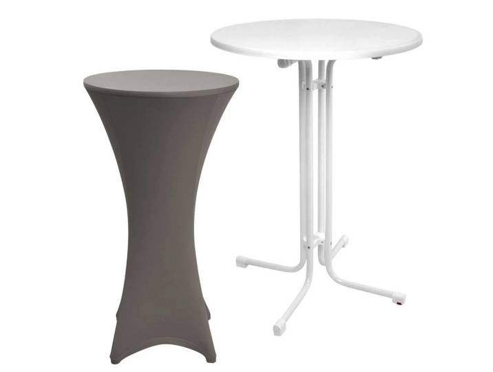 STEHTISCH Sylt Ø 70cm Weiß mit Stella Stehtischhusse Ø 70cm Anthrazit