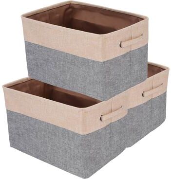 Unique Storage Cube Fabric Bin with Handles for Closet 3 Pack