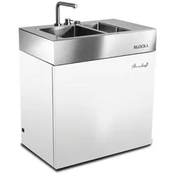 Flammkraft Outdoor-Küchenmodul BLOCK L Elfenbeinweiß Waschbecken Grill