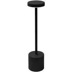 ML-Design LED Tischlampe kabellos Schwarz Ø8x34,5cm, Akku Nachttischlampe mit Touch, 3 Lichtfarben dimmbar, USB-C Ladefunktion, Metall Tischleuchte,