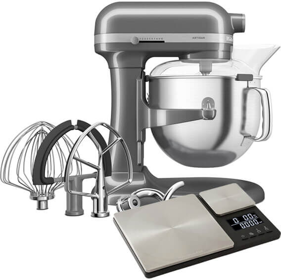 KitchenAid Artisan Medallion Silver 6.6L Bowl Lift Food Mixer With FREE Gift