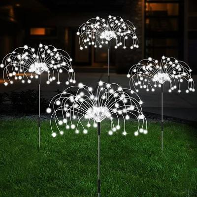 Uplifted Goods Solar Firework LED Garden Stake Lights white 3pcs