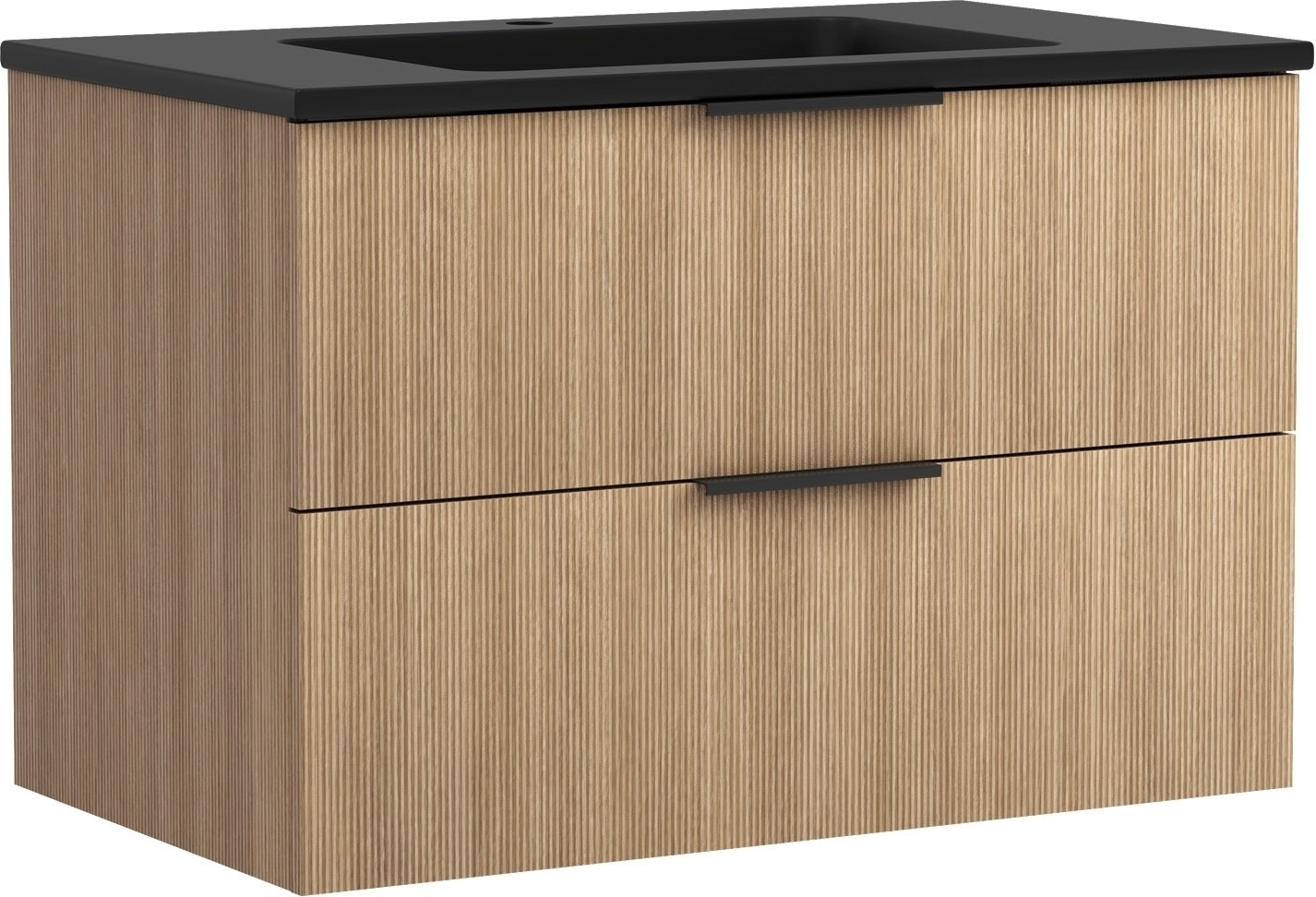 Waschtischkombination - B 80 cm - 2 Schubladen - Tiara Eiche Dekor - inkl. Mineralgussbecken