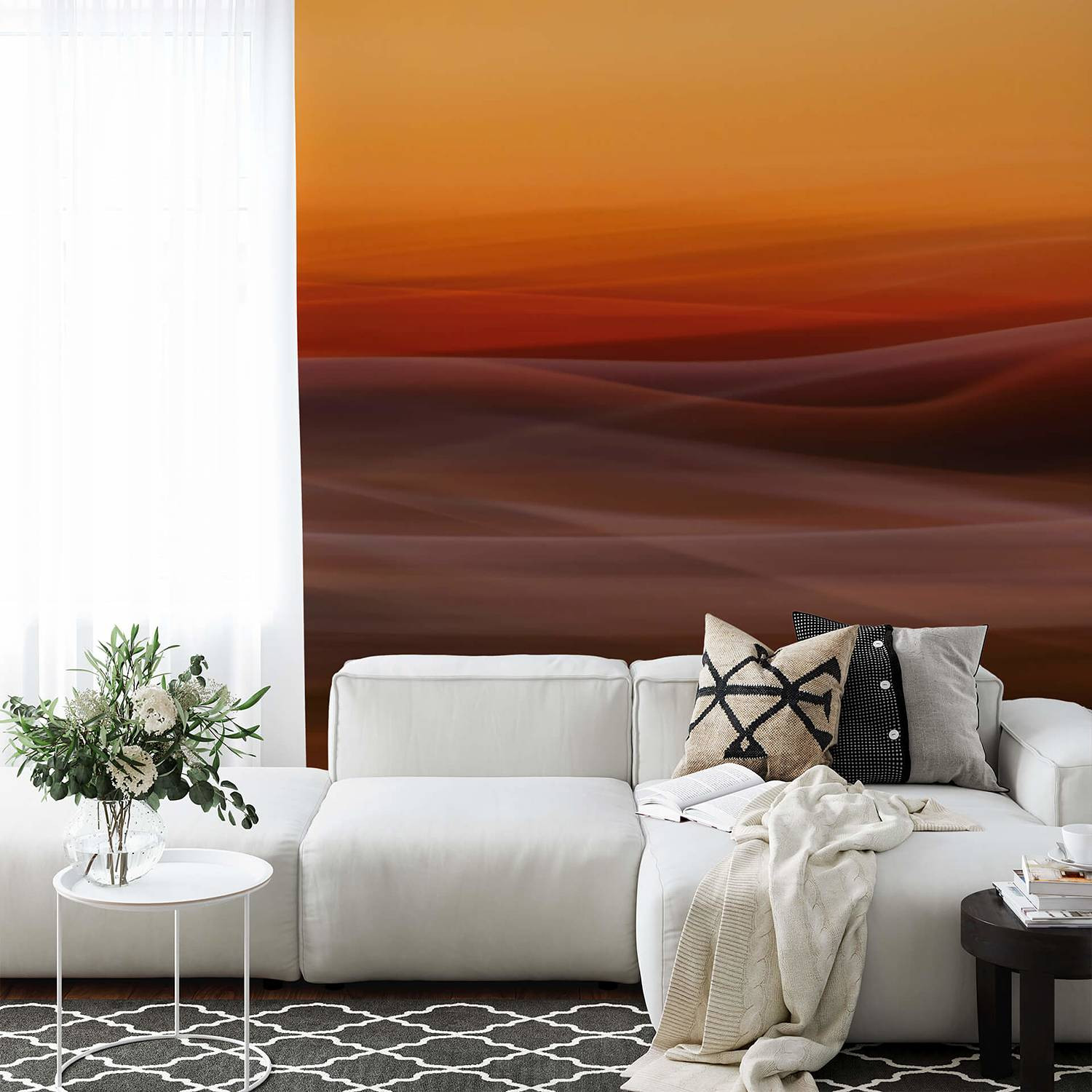 home24 Fotobehang Fog Modern Abstract Multicolour Oranje
