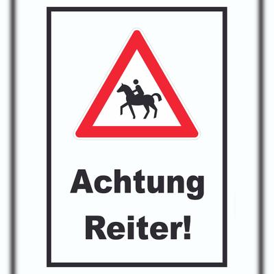 HB-Druck Achtung Reiter Schild A2 Rückseite selbstklebend
