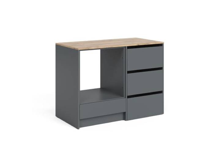 Vicco Herdumbauschrank Viktor , Anthrazit/Goldkraft Eiche 116.8 cm mit 4 praktischen Schubladen