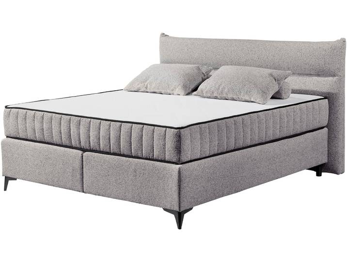 Boxspringbett ED EXCITING DESIGN Vlieland , grau, B:210cm L:214cm, 95% Polyester, 5% Cotton, Komplettbetten, Boxspringbett, Premium 9-Zonen-Tonnentaschenfederkern Duo-Matratze mit Kokosmatte