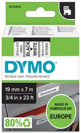 Dymo 45803 fita D1 19mm. x 7m. preto sobre branco