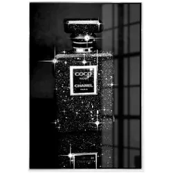 La Casa »Flacon Coco with Diamants« Glasbild mit Strassapplikation 80x120 cm Rahmen silber