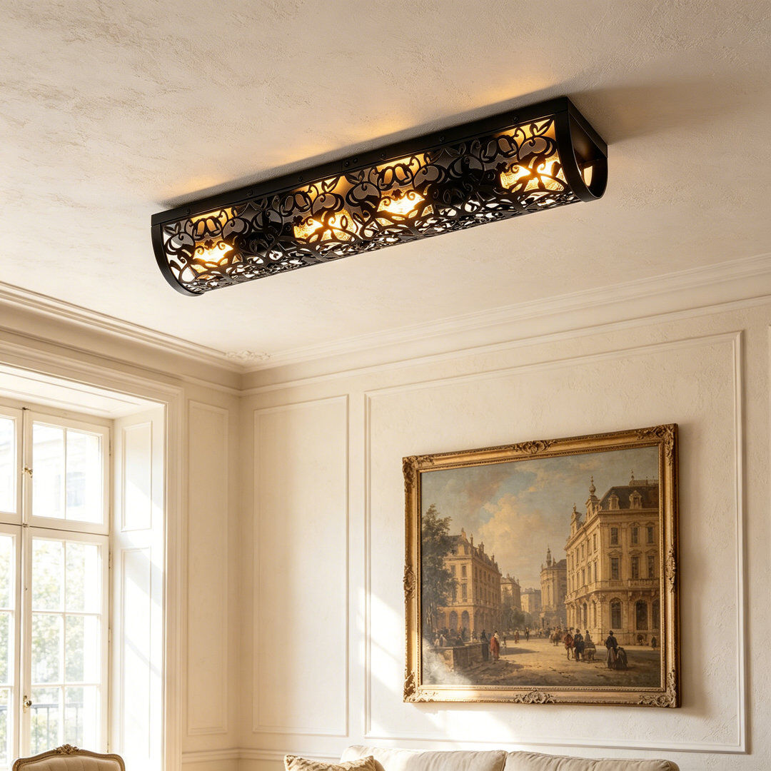 Blue Elephant 4-Light 80cm Metal Farmhouse Dimmable Flush Mount Black