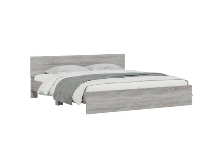 vidaXL Bettgestell mit Kopfteil Grau Sonoma 200x200 cm