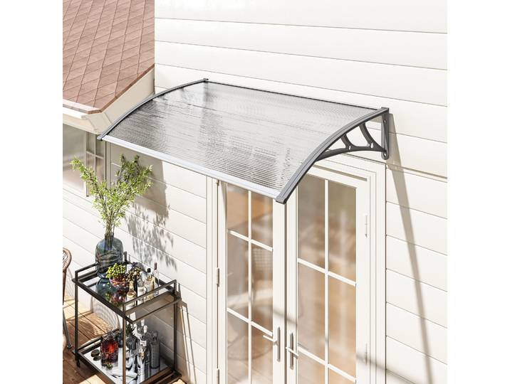 Outsunny Auvent Moderne 110x60 cm Polycarbonate Aluminium