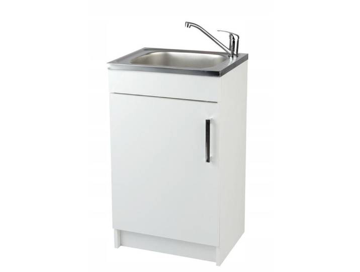 STAMAR Meuble de cuisine blanc 50 x 40 cm + évier + siphon + robinet