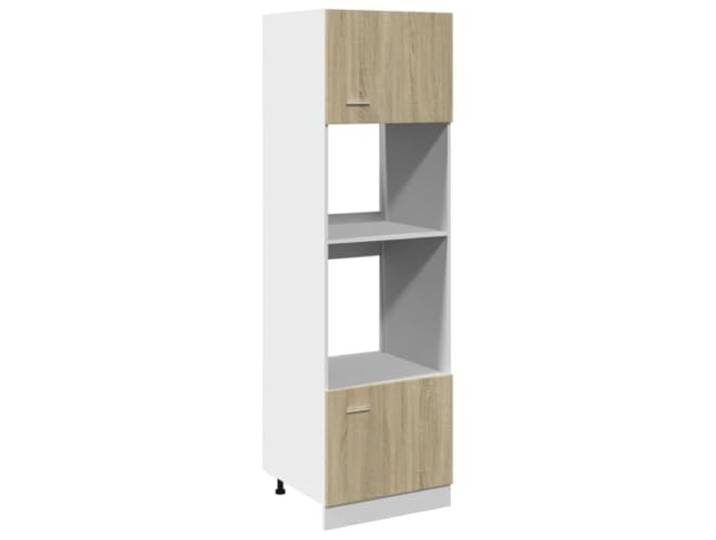 HKTMGDNG Mikrowellenumbauschrank Lyon Sonoma-Eiche 60x57x207 cm Funktionaler Küchenumbauschrank für Mikrowelle und Geschirr schafft Ordnung im Esszimmer und in der Küche.
