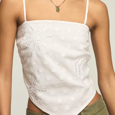 Lucky Brand Beachy Cutwork Bandana Top - Women's Clothing Tops Tees Shirts in Bright White, Size S