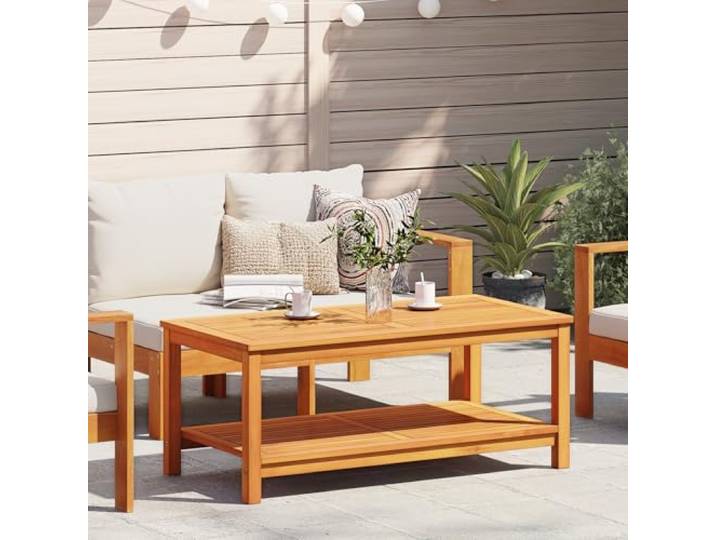 HEFZGDB Couchtisch aus Massivholz Akazie 110x55x45 cm mit lackierter Oberfläche für Wohnzimmer und Essbereich, minimalistischer Beistelltisch für Stauraum und Langlebigkeit.