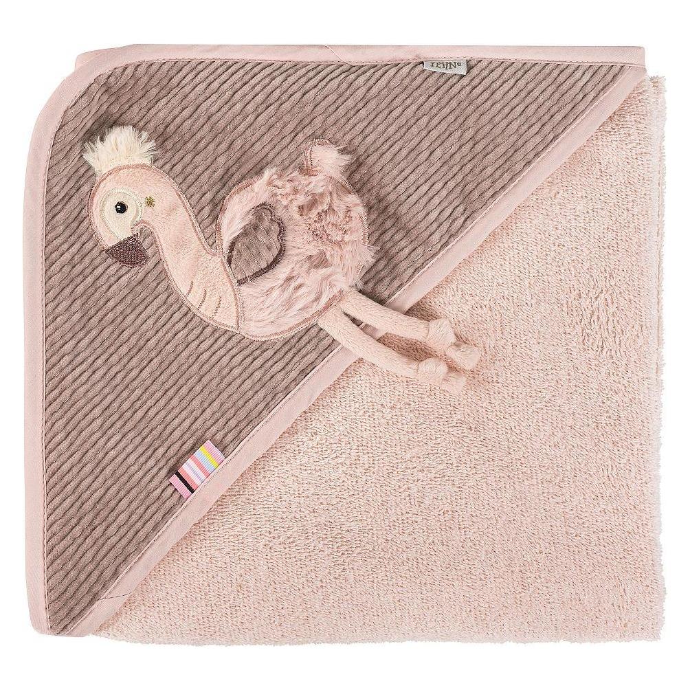 Fehn Kapuzenbadetuch Flamingo Rose, Detailfarbe: Rose (80 x 80 cm) (00042481)